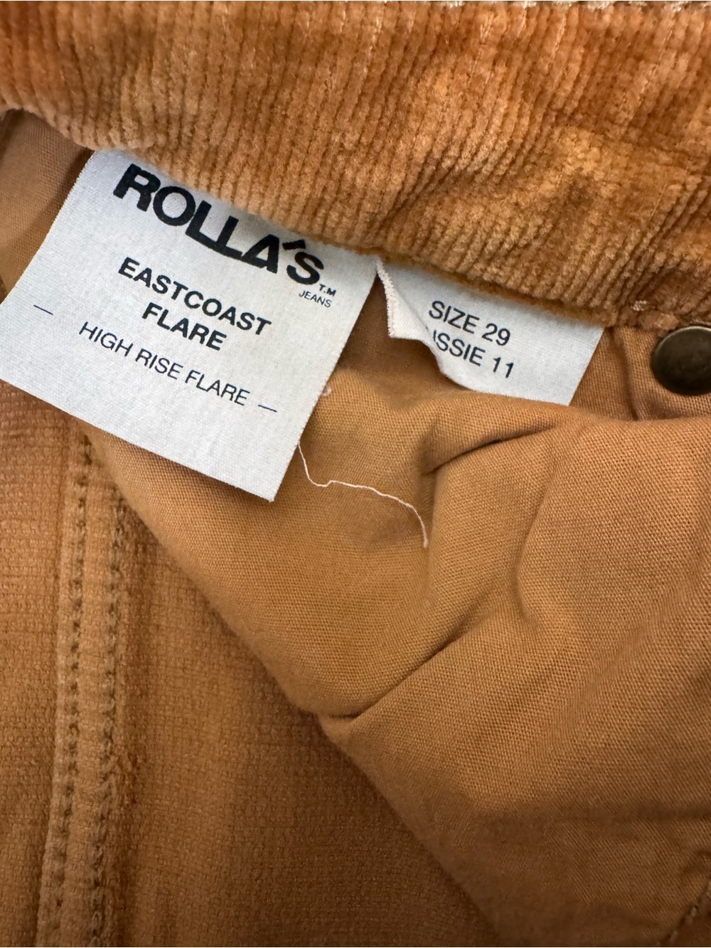 ROLLA'S Eastcoast High-Rise Flare Corduroy Pants in Camel - Picture 6 of 8